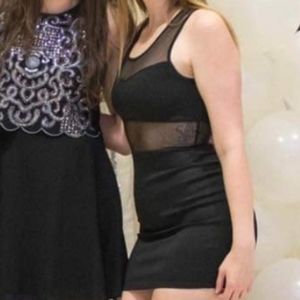 Scuba/Mesh Little Black Dress